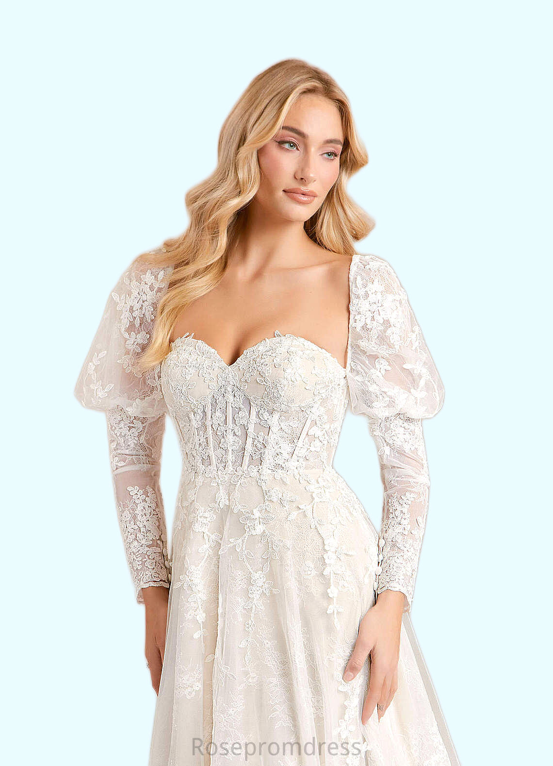 Sanaa A-Line Lace Tulle Cathedral Train Dress Diamond White/Champagne SRSP0022789