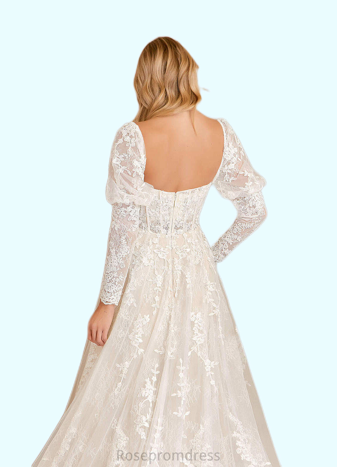 Sanaa A-Line Lace Tulle Cathedral Train Dress Diamond White/Champagne SRSP0022789