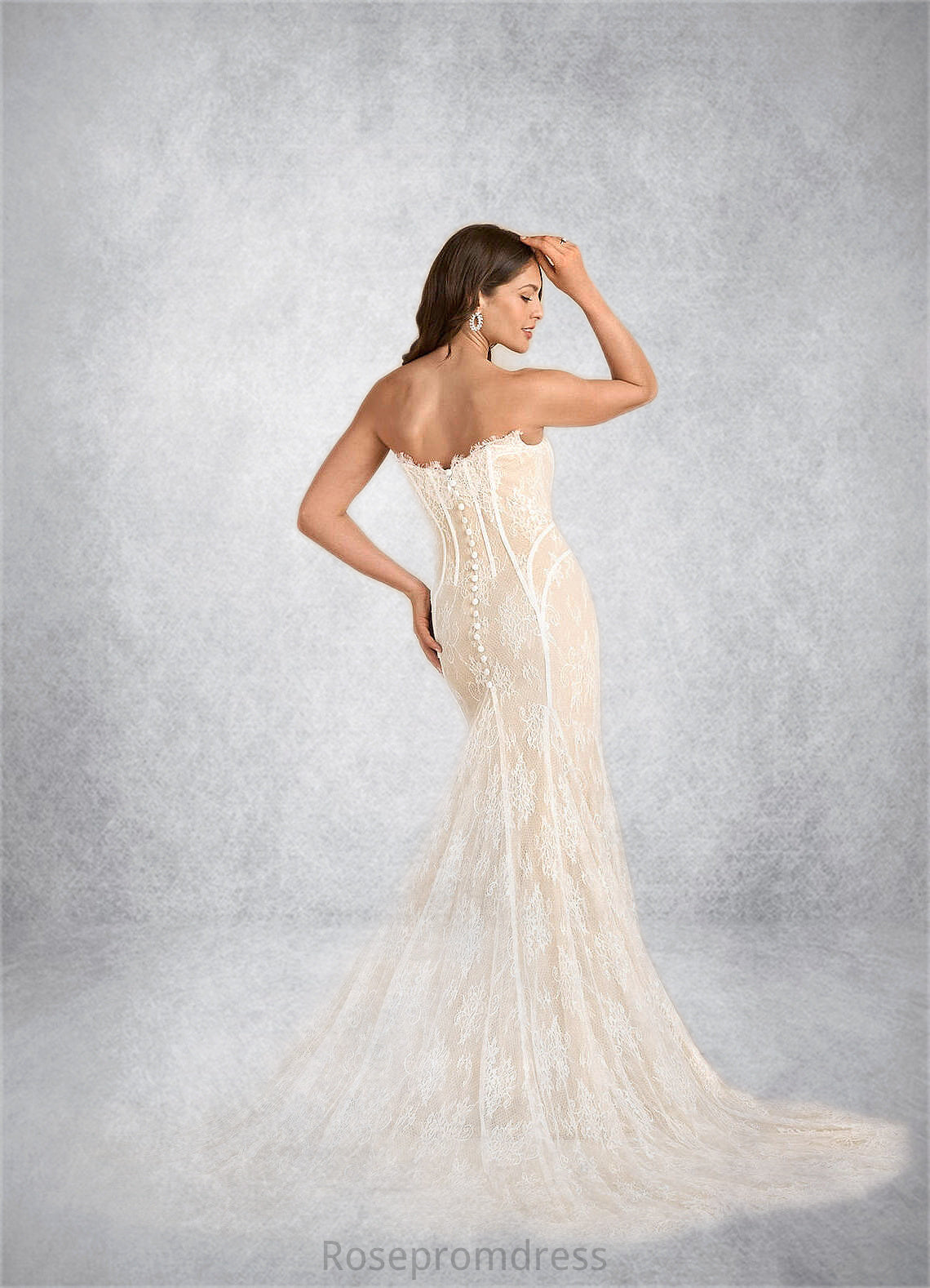 Chana Mermaid Off the Shoulder Tulle Chapel Train Dress Diamond White/Champagne SRSP0022793