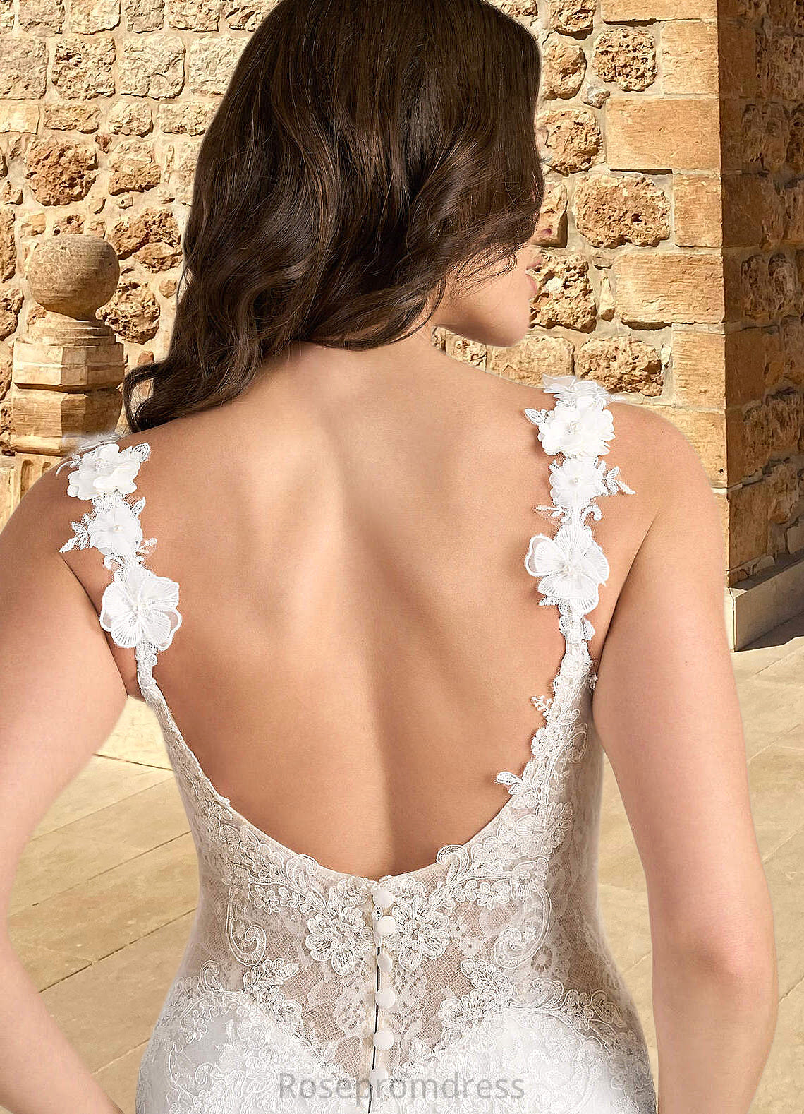 Olga Mermaid Lace Tulle Chapel Train Dress Diamond White/Nude SRSP0022801