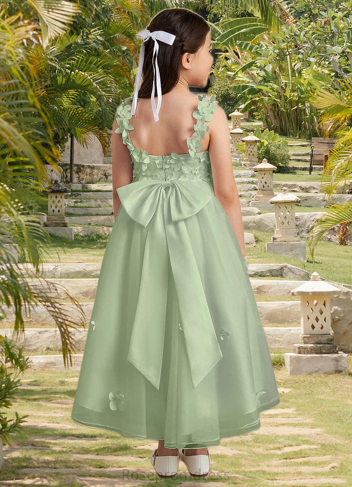 Emmy Ball-Gown Lace Tulle Asymmetrical Dress Dusty Sage SRSP0022802