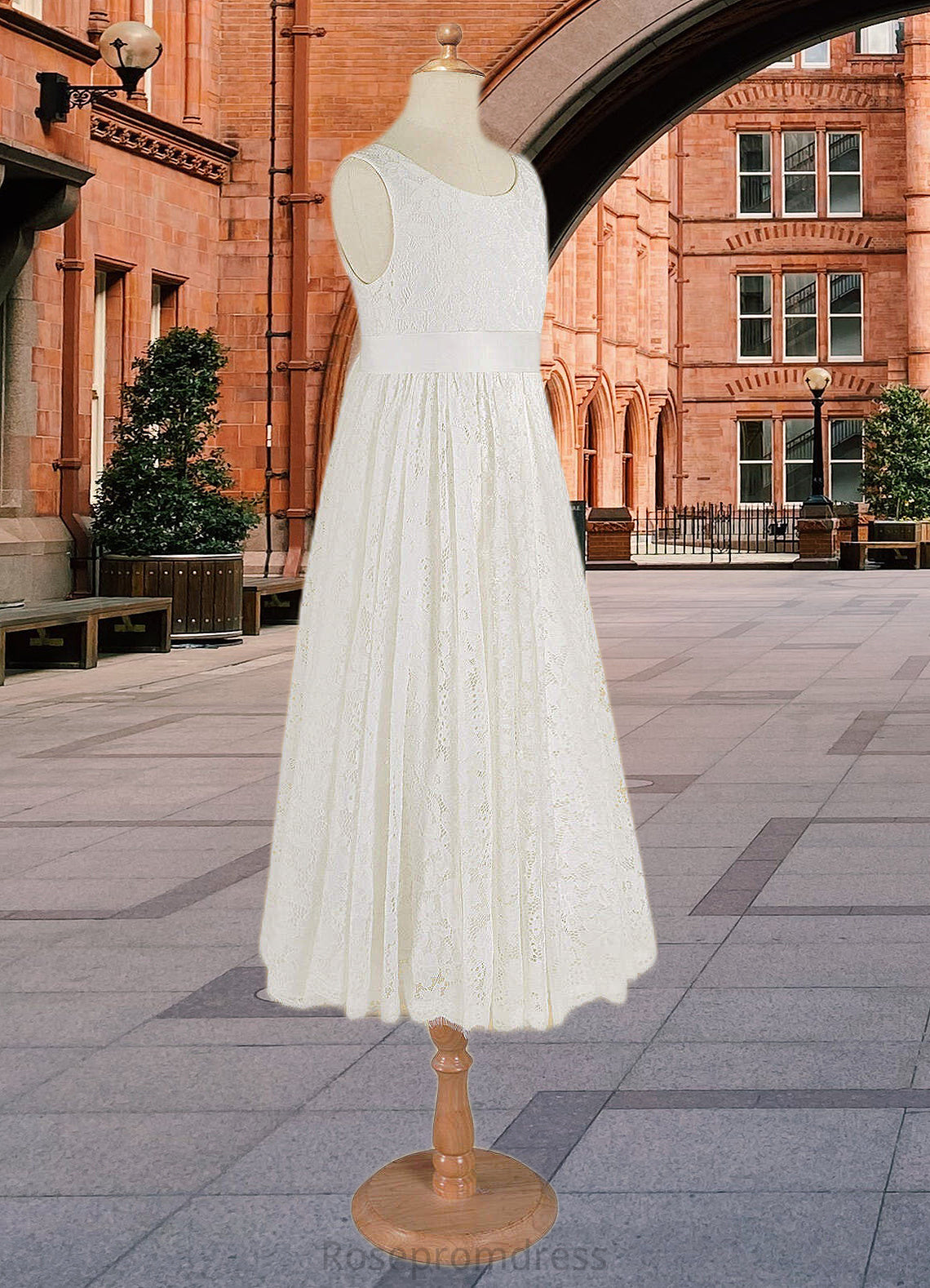 Tamia A-Line Lace Ankle-Length Dress Diamond White SRSP0022815