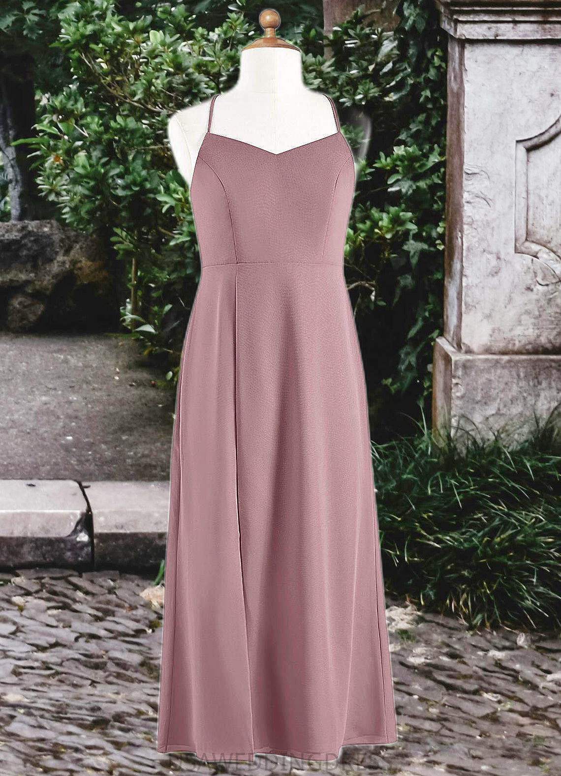 Joselyn A-Line Chiffon Floor-Length Junior Bridesmaid Dress dusty rose DSP0022856