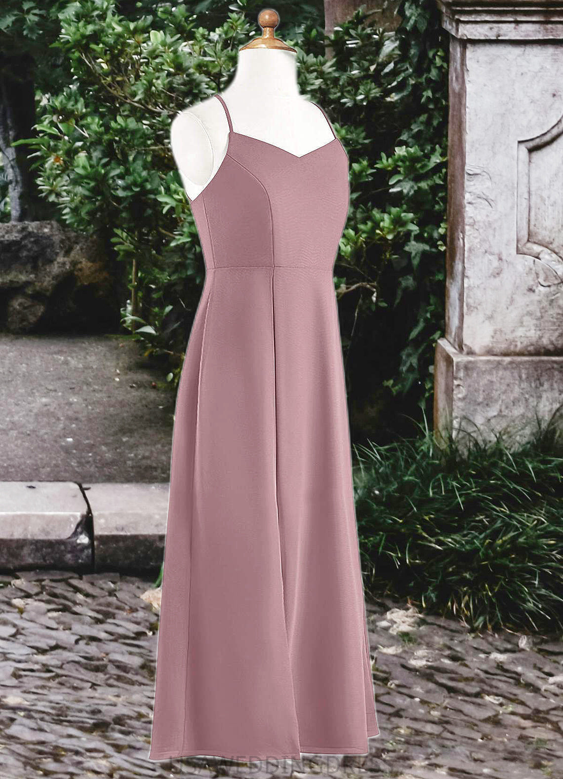 Joselyn A-Line Chiffon Floor-Length Junior Bridesmaid Dress dusty rose DSP0022856