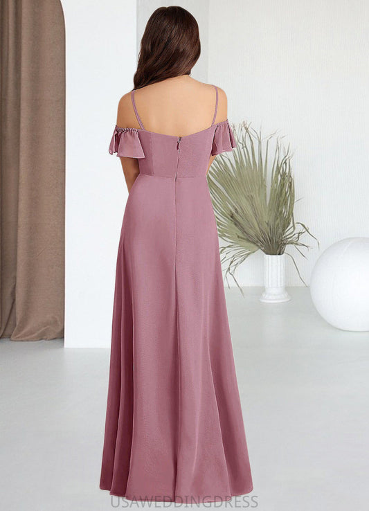 Kara A-Line Off the Shoulder Chiffon Floor-Length Junior Bridesmaid Dress Vintage Mauve DSP0022859