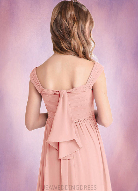 Cherish A-Line Pleated Chiffon Floor-Length Junior Bridesmaid Dress Rosette DSP0022868