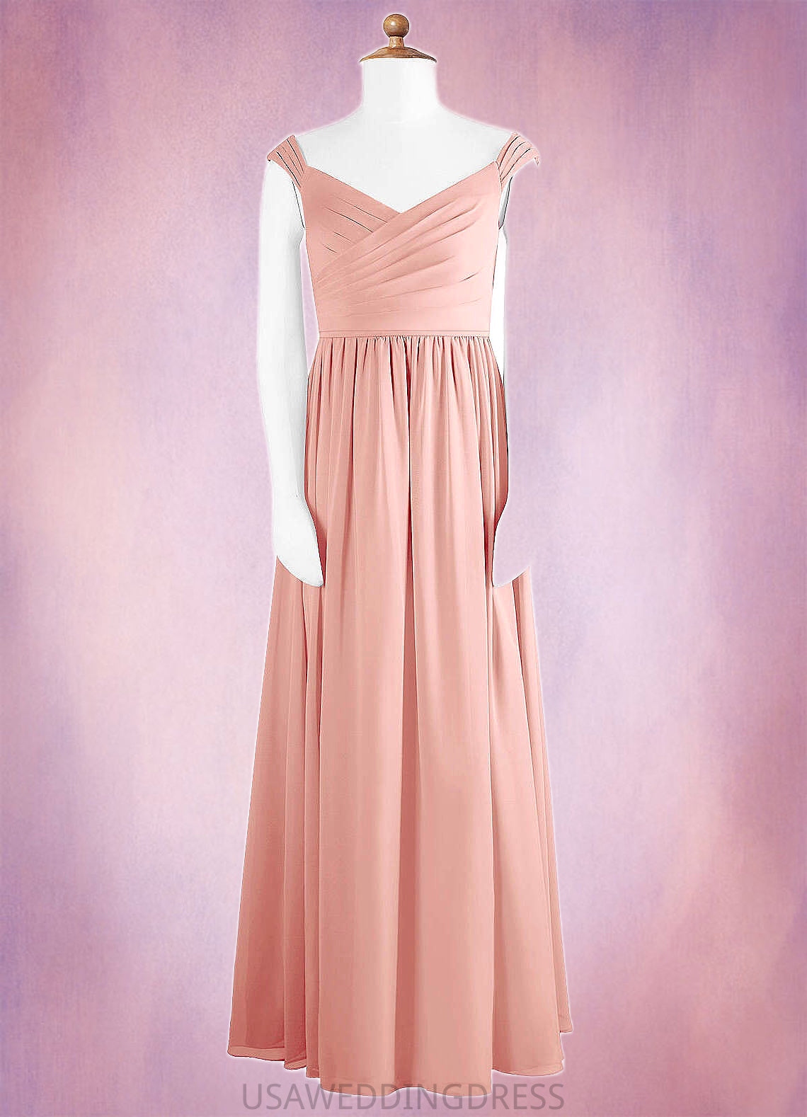 Cherish A-Line Pleated Chiffon Floor-Length Junior Bridesmaid Dress Rosette DSP0022868