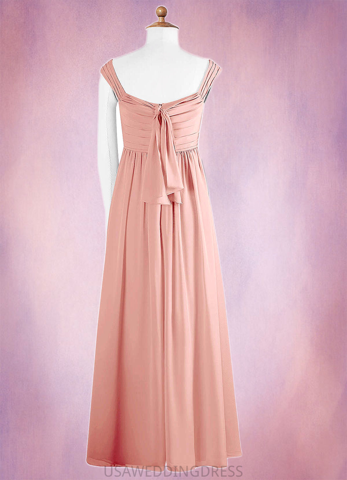 Cherish A-Line Pleated Chiffon Floor-Length Junior Bridesmaid Dress Rosette DSP0022868