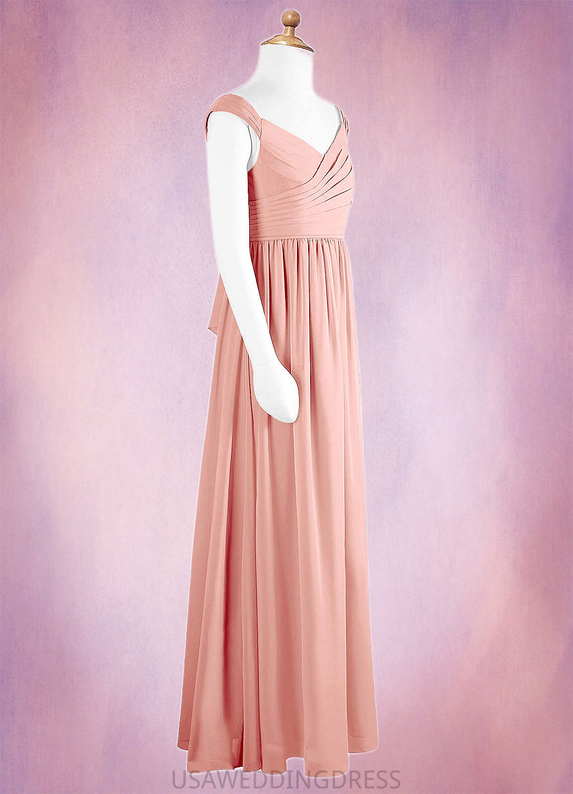 Cherish A-Line Pleated Chiffon Floor-Length Junior Bridesmaid Dress Rosette DSP0022868