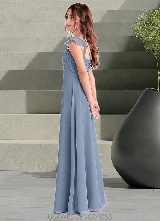 Gracelyn A-Line Sweetheart Neckline Chiffon Floor-Length Junior Bridesmaid Dress dusty blue DSP0022869