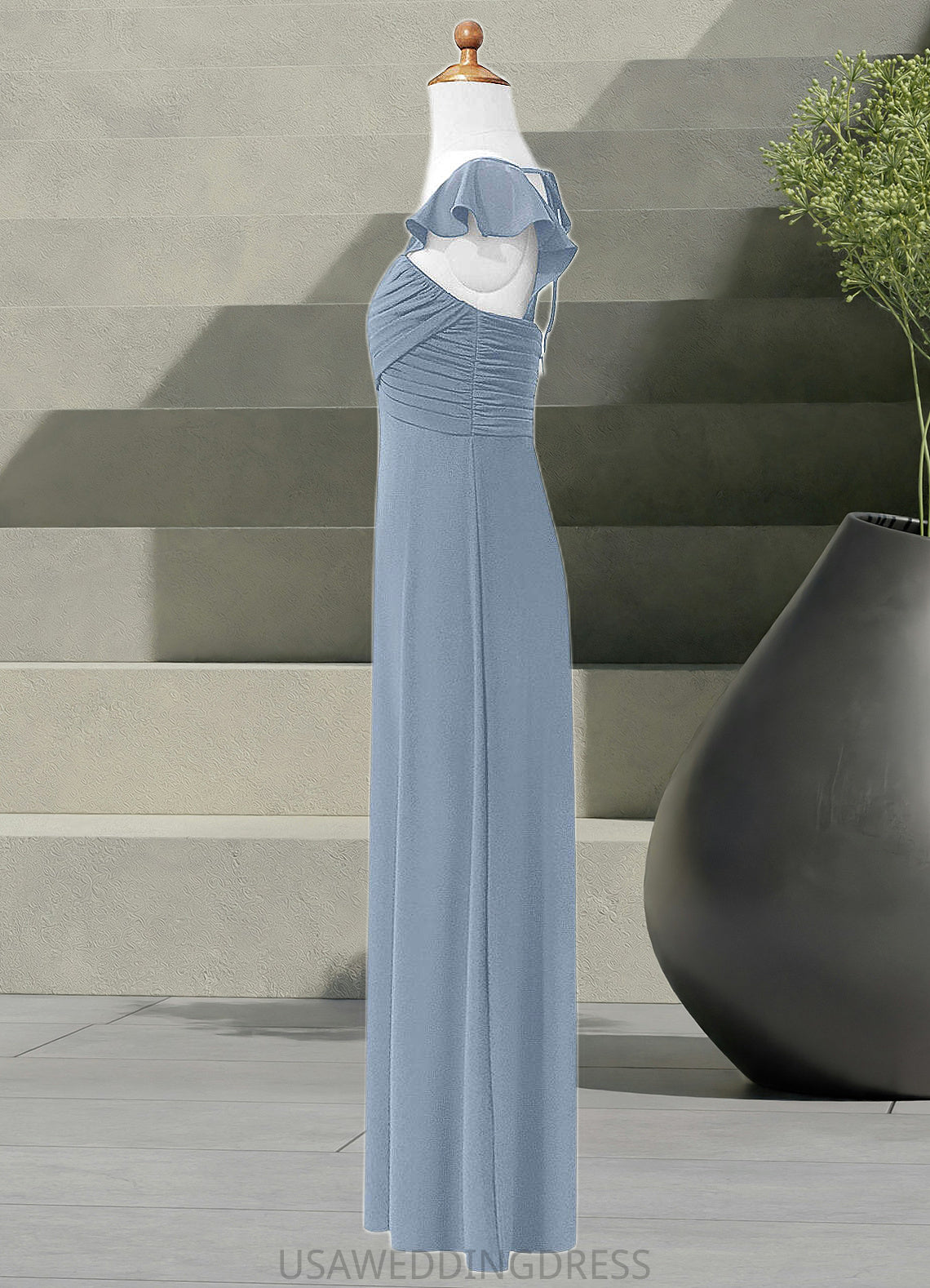Gracelyn A-Line Sweetheart Neckline Chiffon Floor-Length Junior Bridesmaid Dress dusty blue DSP0022869