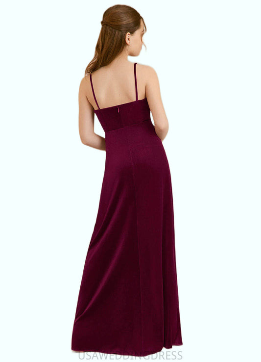Rhianna A-Line Velvet Floor-Length Junior Bridesmaid Dress Cabernet DSP0022870