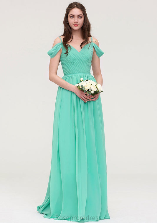 Sweetheart Sleeveless Long/Floor-Length Chiffon A-line/Princess Bridesmaid Dresses With Pleated Elvira SRSP0025422