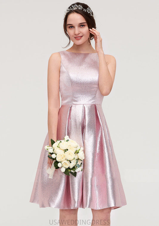Bateau Sleeveless Taffeta Knee-Length A-line/Princess Bridesmaid Dresses With Ruffles - Aliana DSP0025444