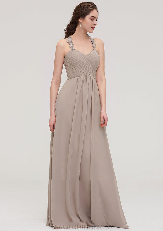 Sleeveless Sweetheart Long/Floor-Length Chiffon A-line/Princess Bridesmaid Dresses With Pleated Lace Rubi DSP0025457