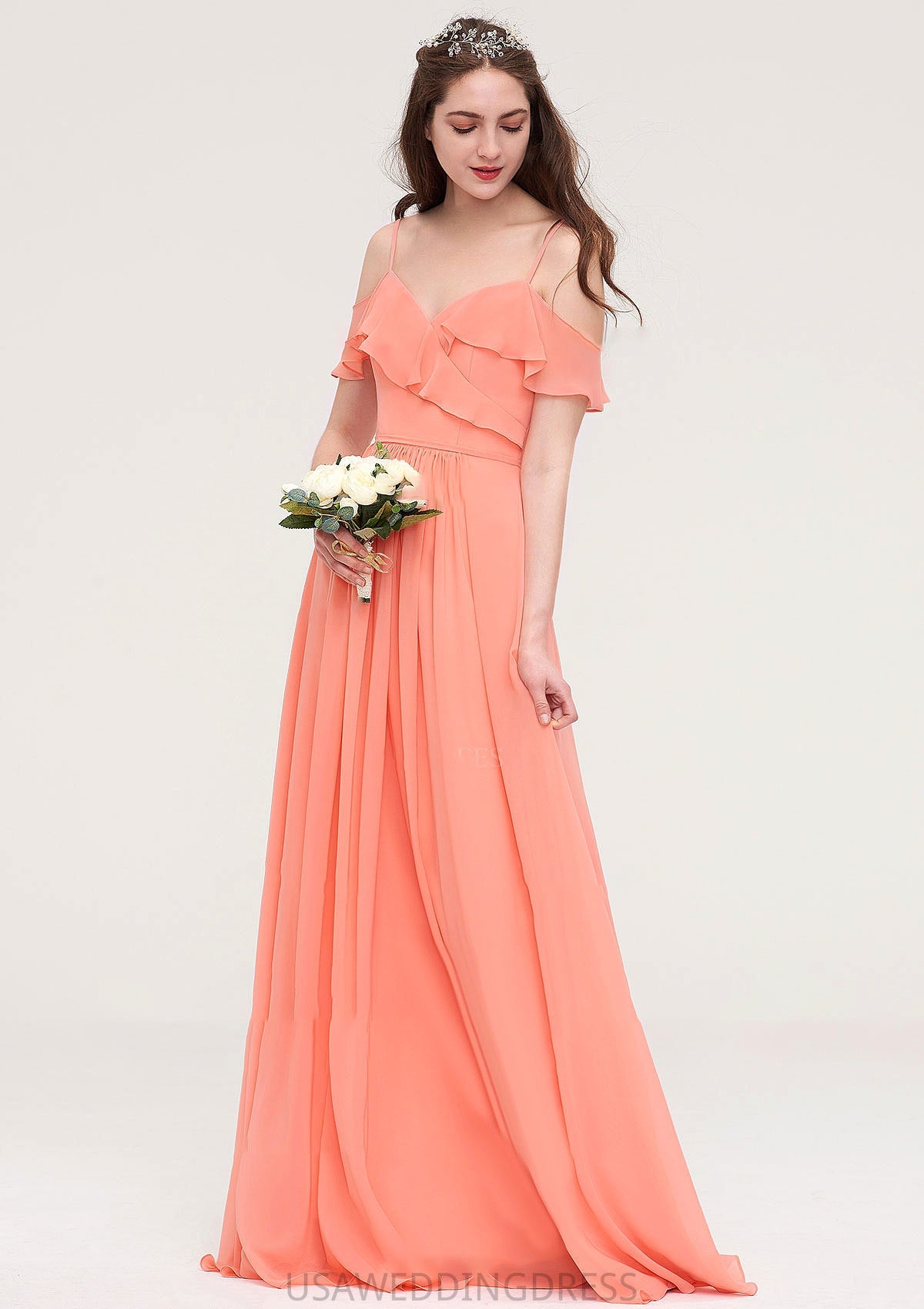 Sleeveless Sweetheart Long/Floor-Length Chiffon A-line/Princess Bridesmaid Dresses With Pleated Roberta DSP0025492