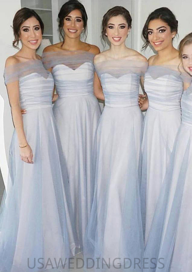 Off-The-Shoulder A-Line/Princess Long/Floor-Length Tulle Bridesmaid Dresses Lauretta DSP0025532