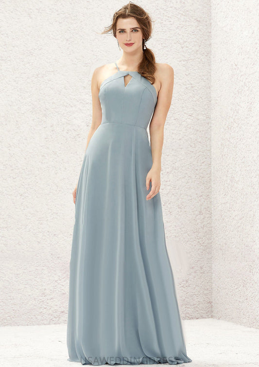 A-line Bateau Sleeveless Long/Floor-Length Chiffon Bridesmaid Dresses Cherish DSP0025638