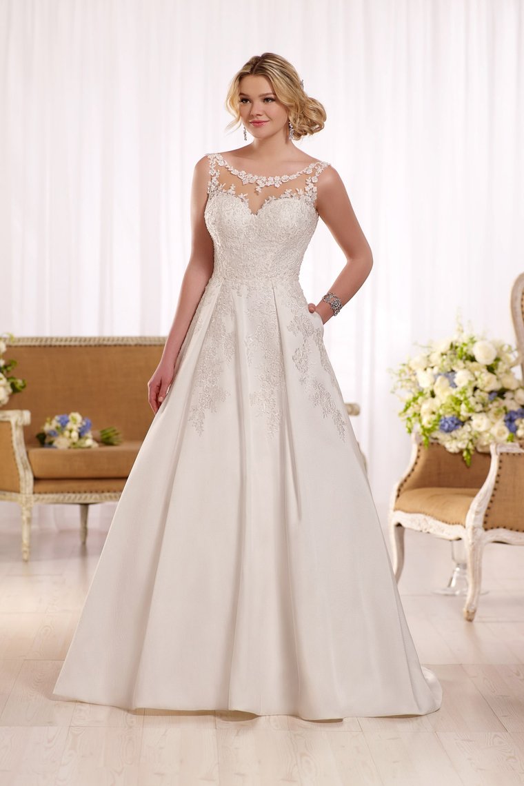 2024 New Arrival Scoop Wedding Dresses A Line With Applique Open Back