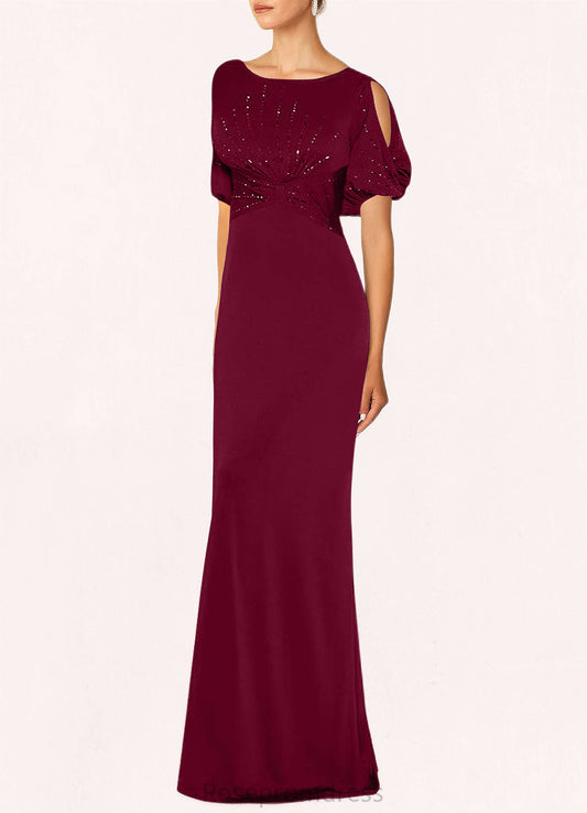 Nellie A-Line Beaded Polyester Floor-Length Dress SRSP0019889
