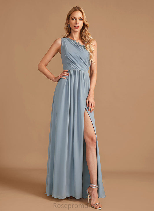 One-Shoulder Fabric Sequins Embellishment Lace Floor-Length Neckline Length A-Line Silhouette Neveah A-Line/Princess Bridesmaid Dresses
