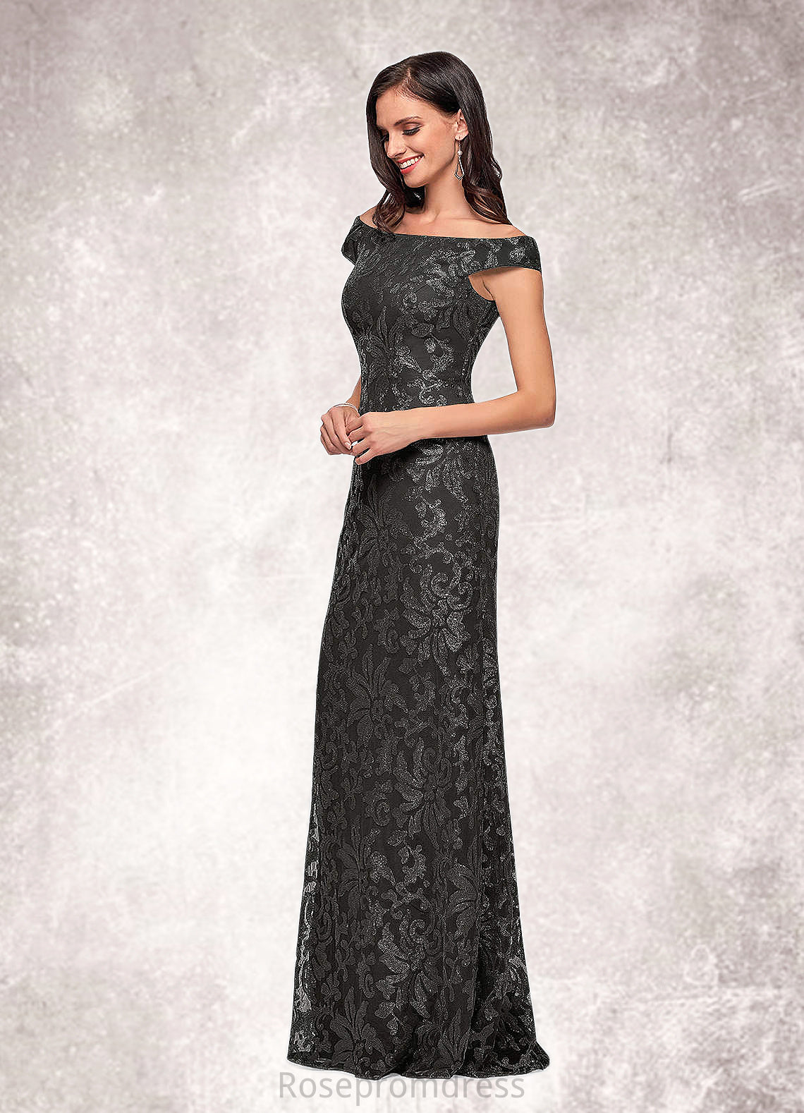Bethany A-Line Off the Shoulder Lace Floor-Length Dress SRSP0019854