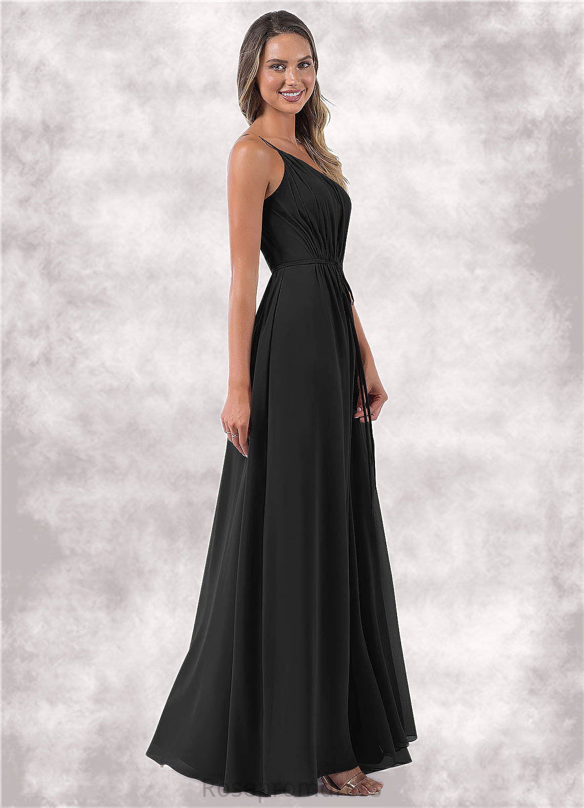 Quintina A-Line One Shoulder Chiffon Floor-Length Dress SRSP0019659