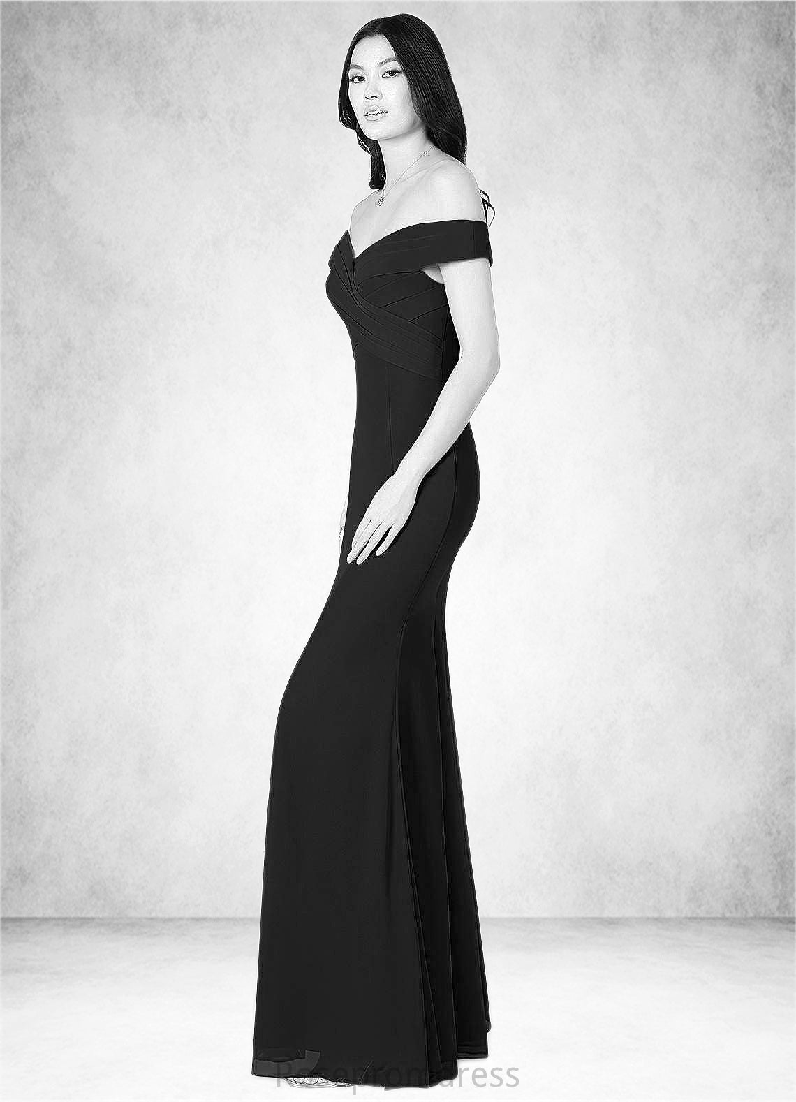 Annabella Empire Off the Shoulder Chiffon Floor-Length Dress SRSP0019632
