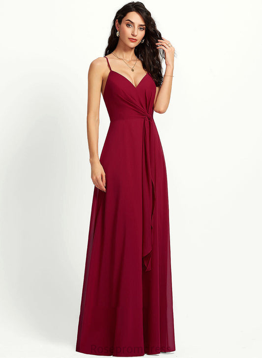 Fabric Embellishment A-Line V-neck Length Neckline Silhouette Ruffle Floor-Length Carlie Floor Length A-Line/Princess Bridesmaid Dresses