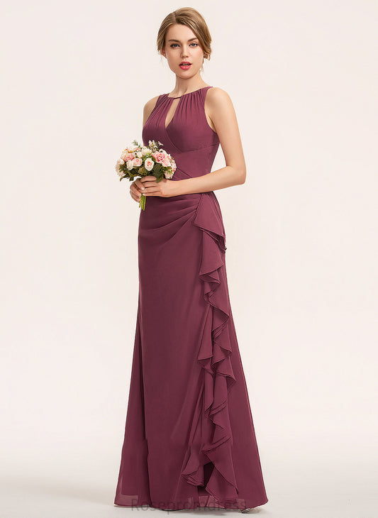 SplitFront CascadingRuffles Embellishment Length Silhouette Floor-Length Neckline ScoopNeck Fabric A-Line Cali Bridesmaid Dresses