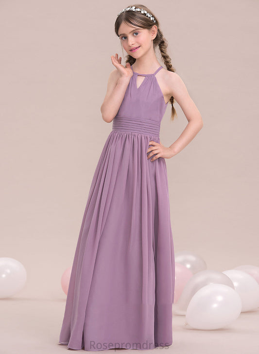 Aliya A-LineScoopNeckFloor-LengthChiffonJuniorBridesmaidDressWithRuffle#119580 Junior Bridesmaid Dresses