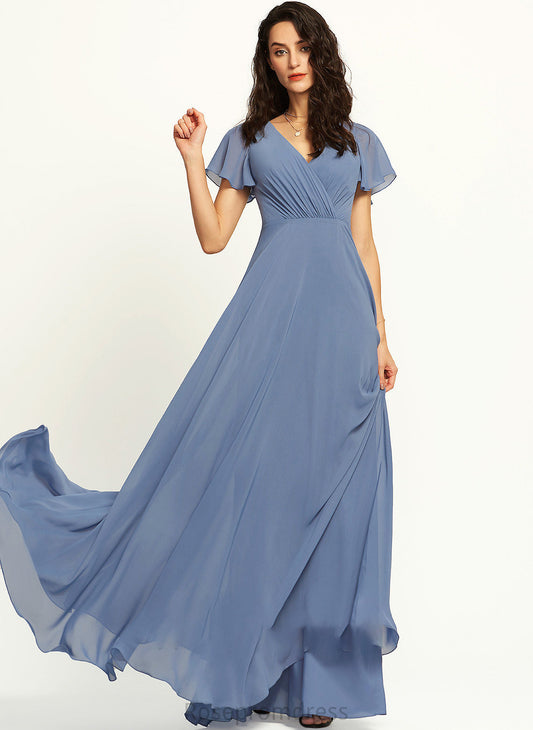 Floor-Length Lace A-Line Silhouette Neckline Length V-neck Embellishment Fabric Regan Spaghetti Staps Floor Length Bridesmaid Dresses