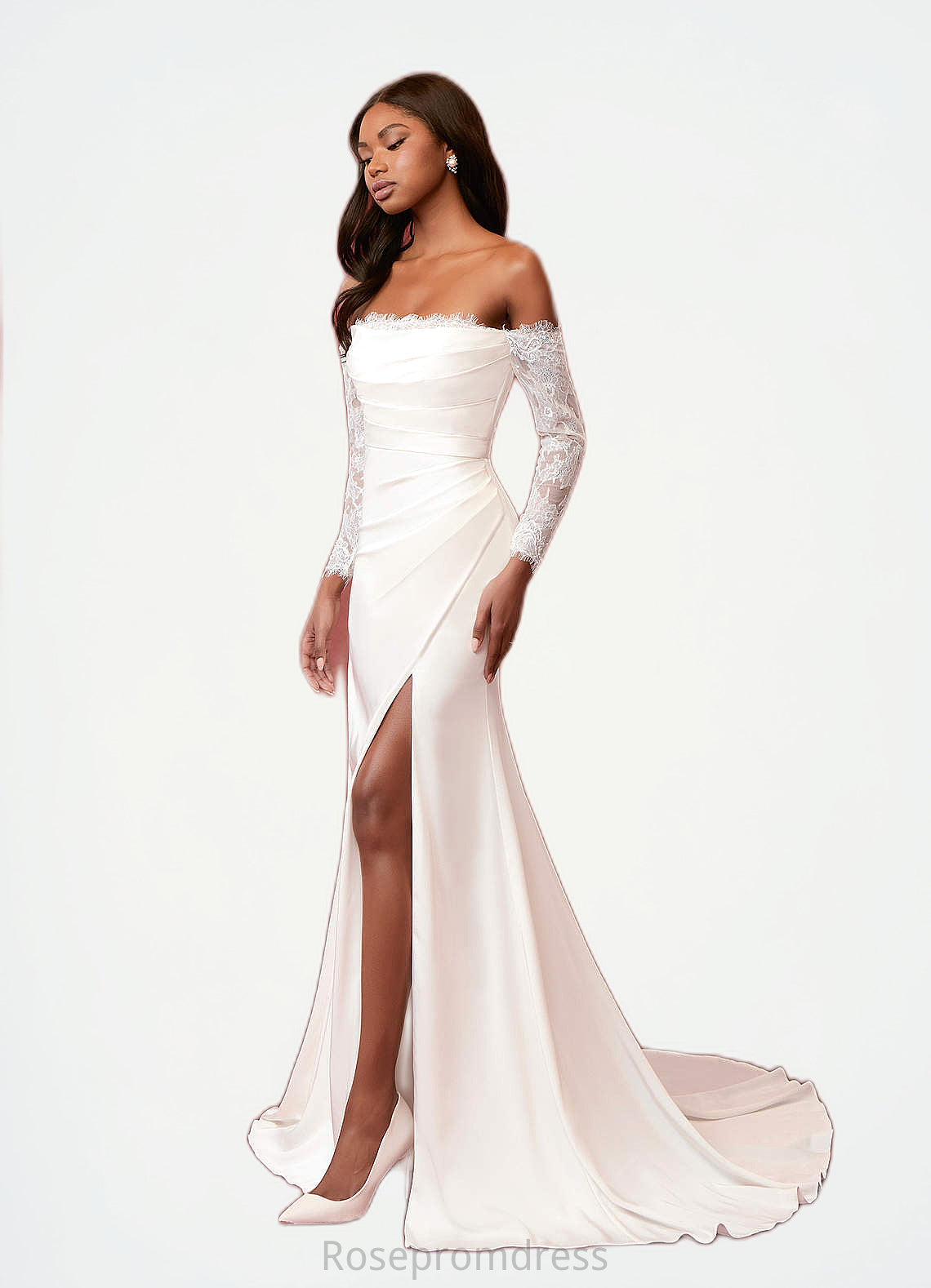 Ruth Mermaid Sequins Crepe Back Satin Chapel Train Dress SRSP0020050