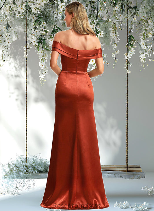 Amelia A-line Off the Shoulder Floor-Length Stretch Satin Bridesmaid Dress DSP0025757
