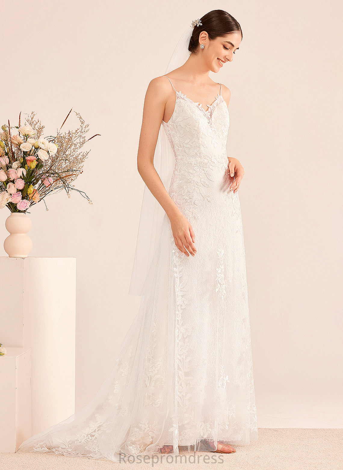 Sequins A-Line Train Wedding Dresses With Ashtyn Court V-neck Dress Wedding
