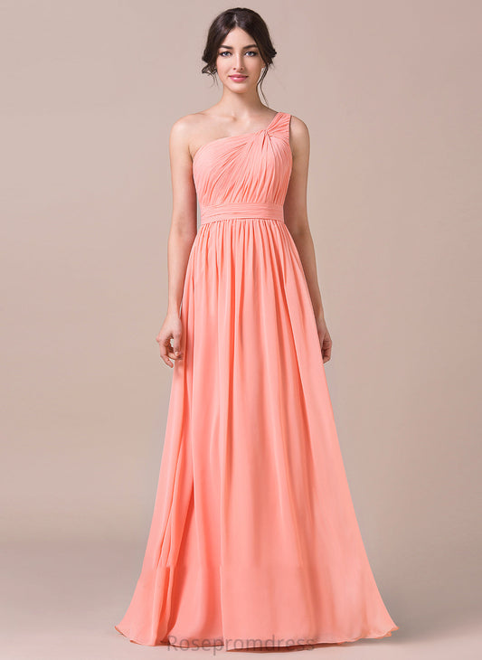 Neckline One-Shoulder Ruffle Length Fabric A-Line Silhouette Floor-Length Embellishment Destiny Natural Waist Floor Length Bridesmaid Dresses
