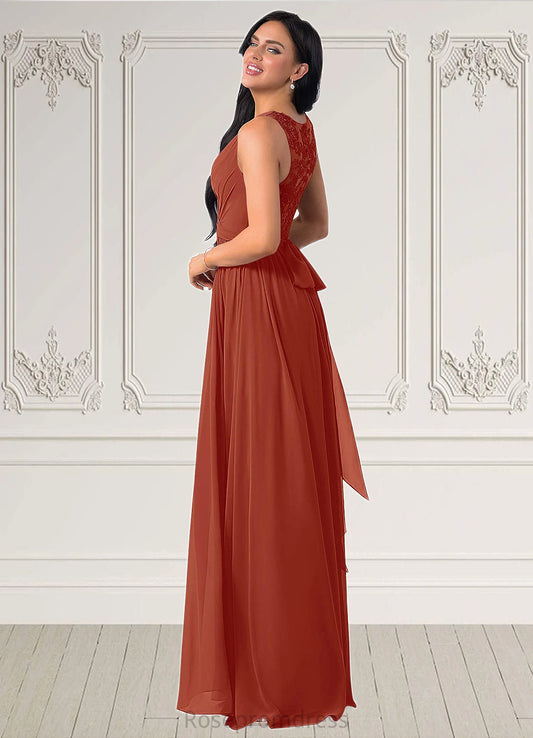 Nydia A-Line Lace Chiffon Floor-Length Dress SRSP0019704