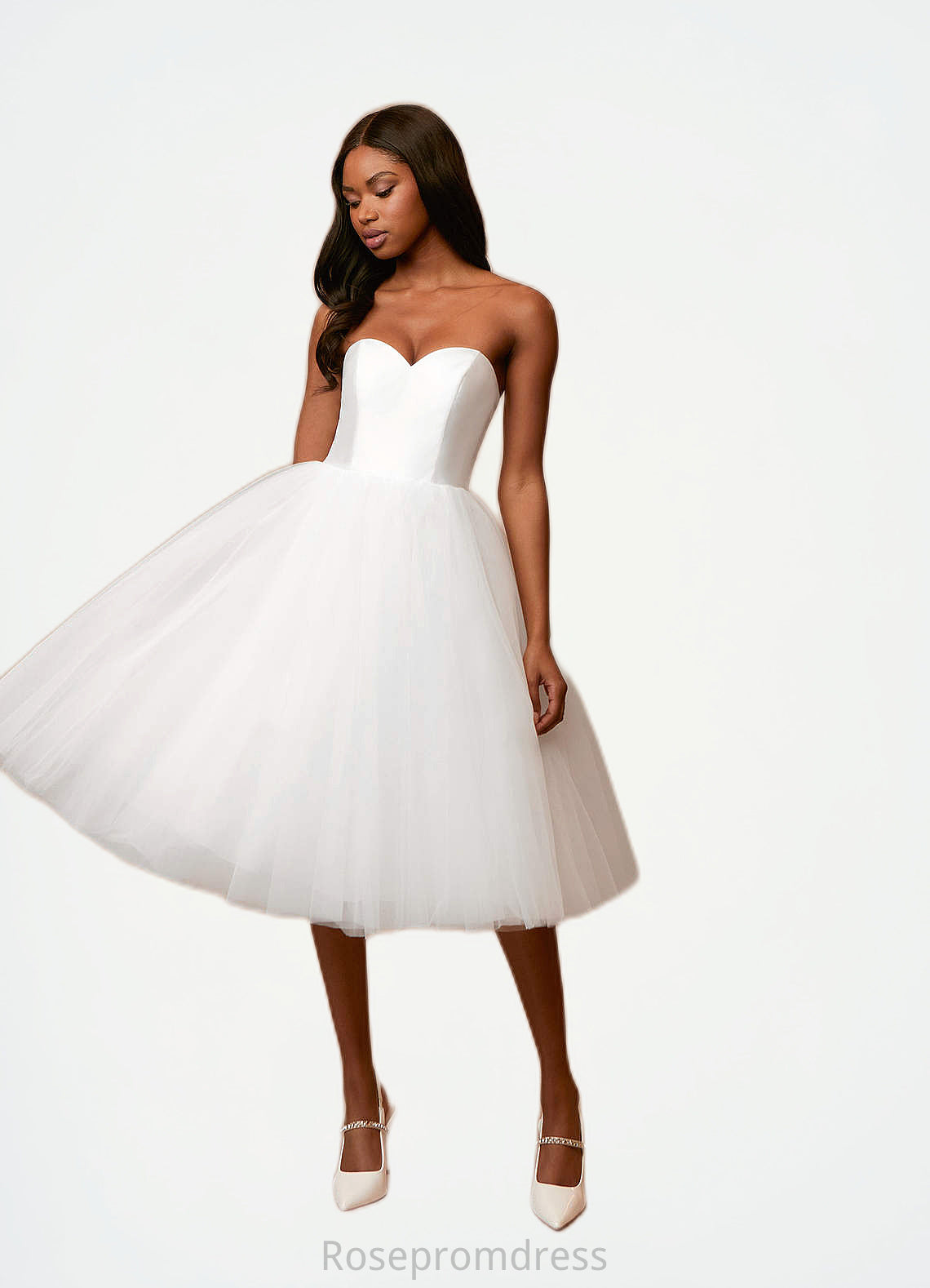 Madelyn A-Line Sweetheart Neckline Tulle Knee-Length Dress SRSP0020080