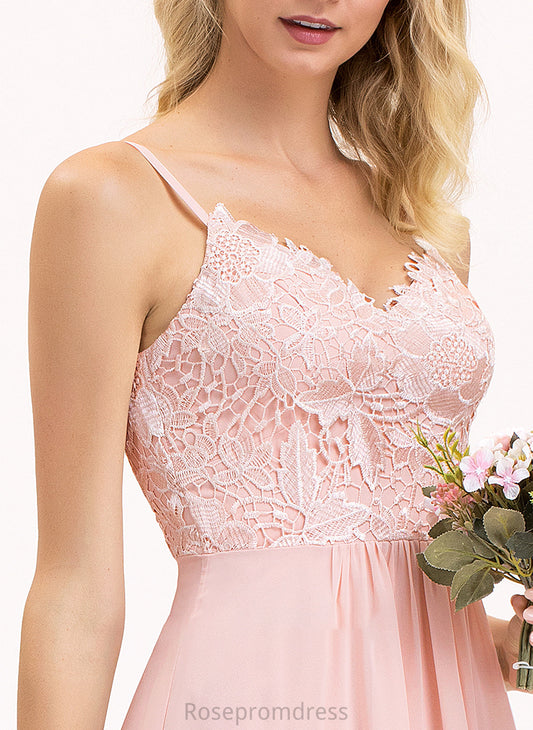 Straps Floor-Length A-Line Length Fabric Sweetheart Neckline Lace Silhouette Grace Natural Waist V-Neck Bridesmaid Dresses