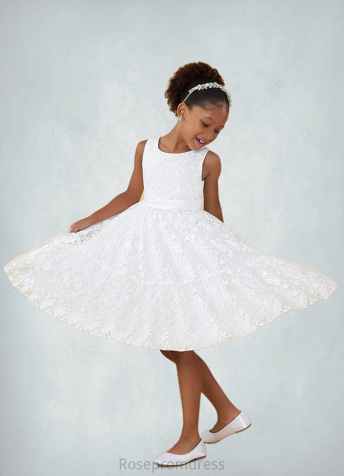 Aubrey A-Line Sequins Lace Tea-Length Dress SRSP0020244