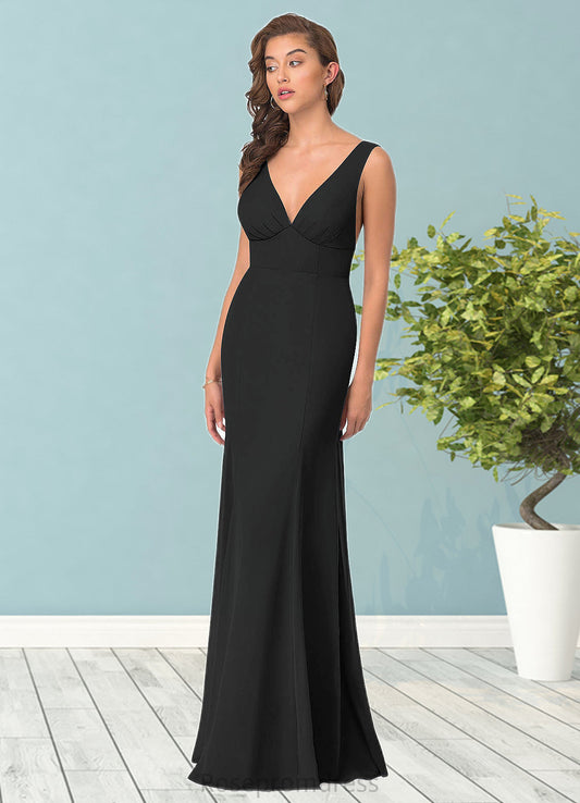 Polly A-Line Pleated Chiffon Floor-Length Dress SRSP0019626