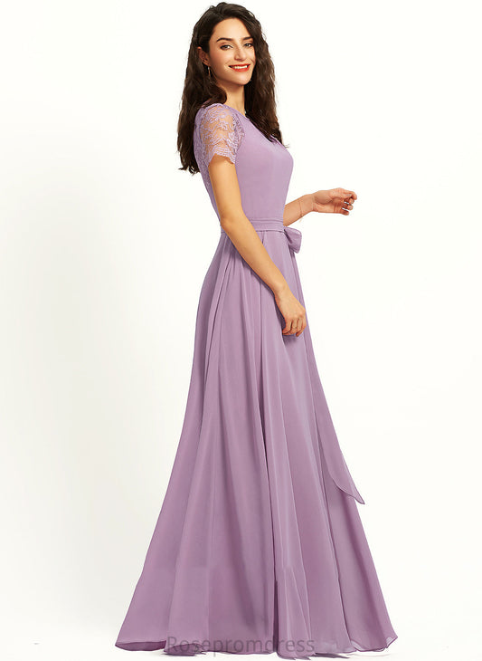 A-Line Fabric Straps Lace Length Silhouette Neckline ScoopNeck Floor-Length Katherine Spaghetti Staps A-Line/Princess Bridesmaid Dresses