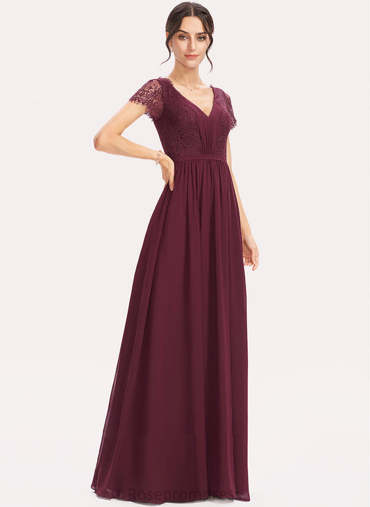 V-neck A-Line Lace Silhouette Fabric Length Floor-Length Neckline Embellishment Nan Bridesmaid Dresses