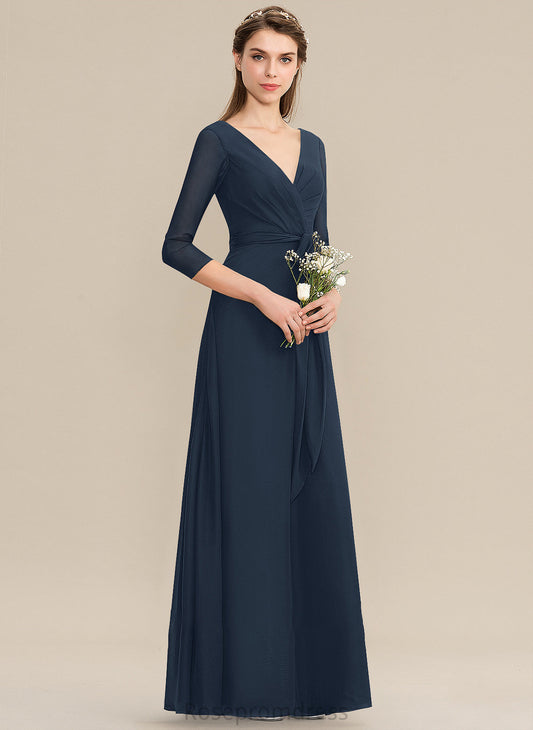 Floor-Length Ruffle V-neck Length Silhouette Embellishment Fabric Bow(s) Neckline A-Line Arielle Floor Length Bridesmaid Dresses