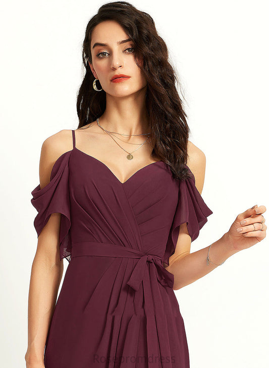 Fabric Floor-Length Ruffle Embellishment Neckline A-Line V-neck Length SplitFront Silhouette Kassandra Halter Bridesmaid Dresses