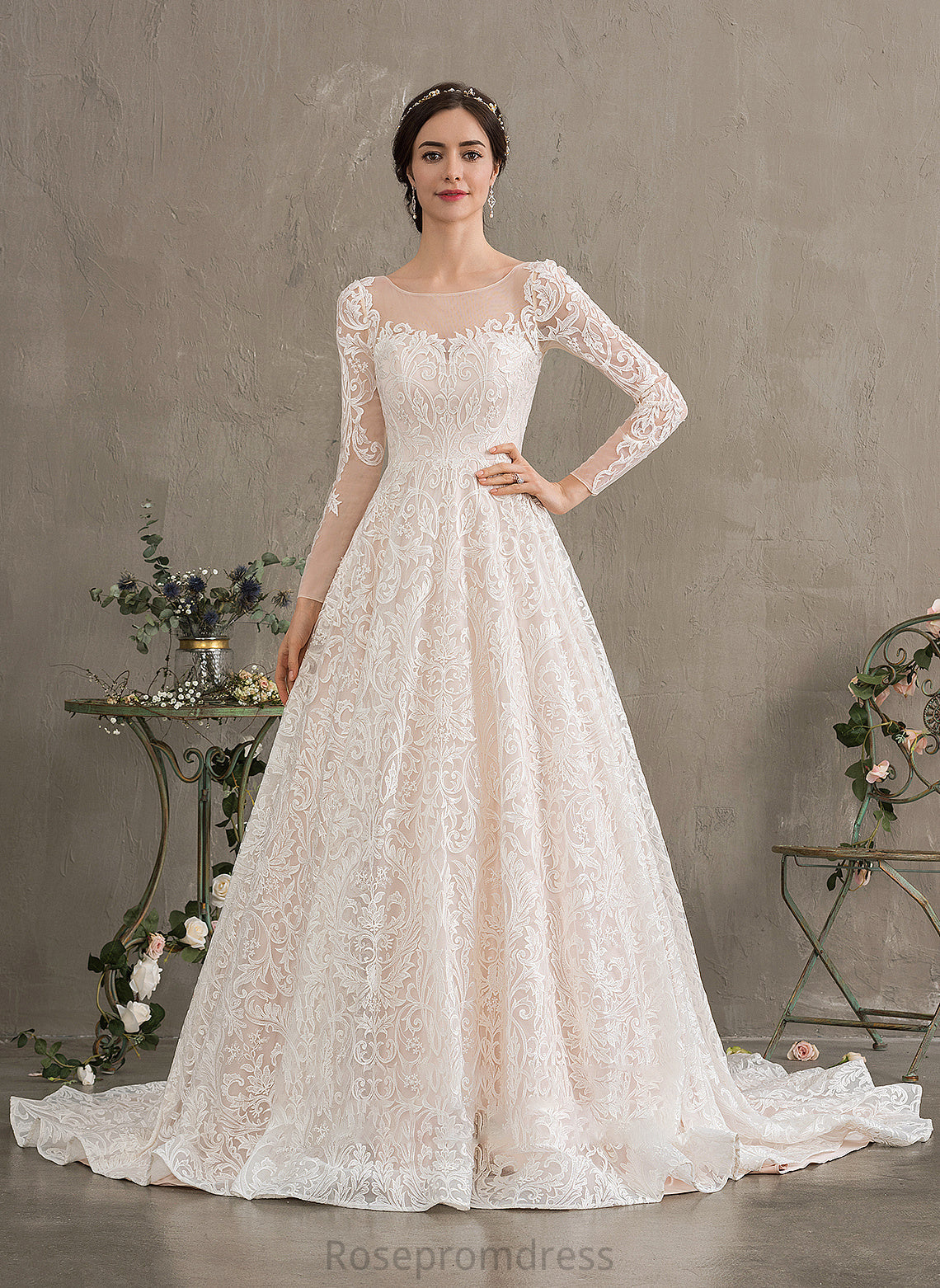 Court Illusion Wedding Lace Kit Train Wedding Dresses Dress Ball-Gown/Princess