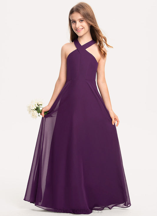 Junior Bridesmaid Dresses V-neck A-Line Floor-Length Yaritza Chiffon