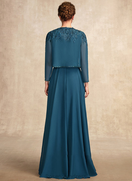 Dress of the Floor-Length Sequins Chiffon Kathryn Bride Beading A-Line Mother of the Bride Dresses Lace With Mother V-neck