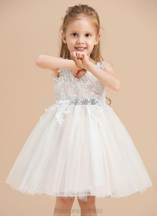 V-neck/Straps Sleeveless Flower Girl Dresses Knee-length - Flower Persis Dress A-Line Girl Tulle/Lace