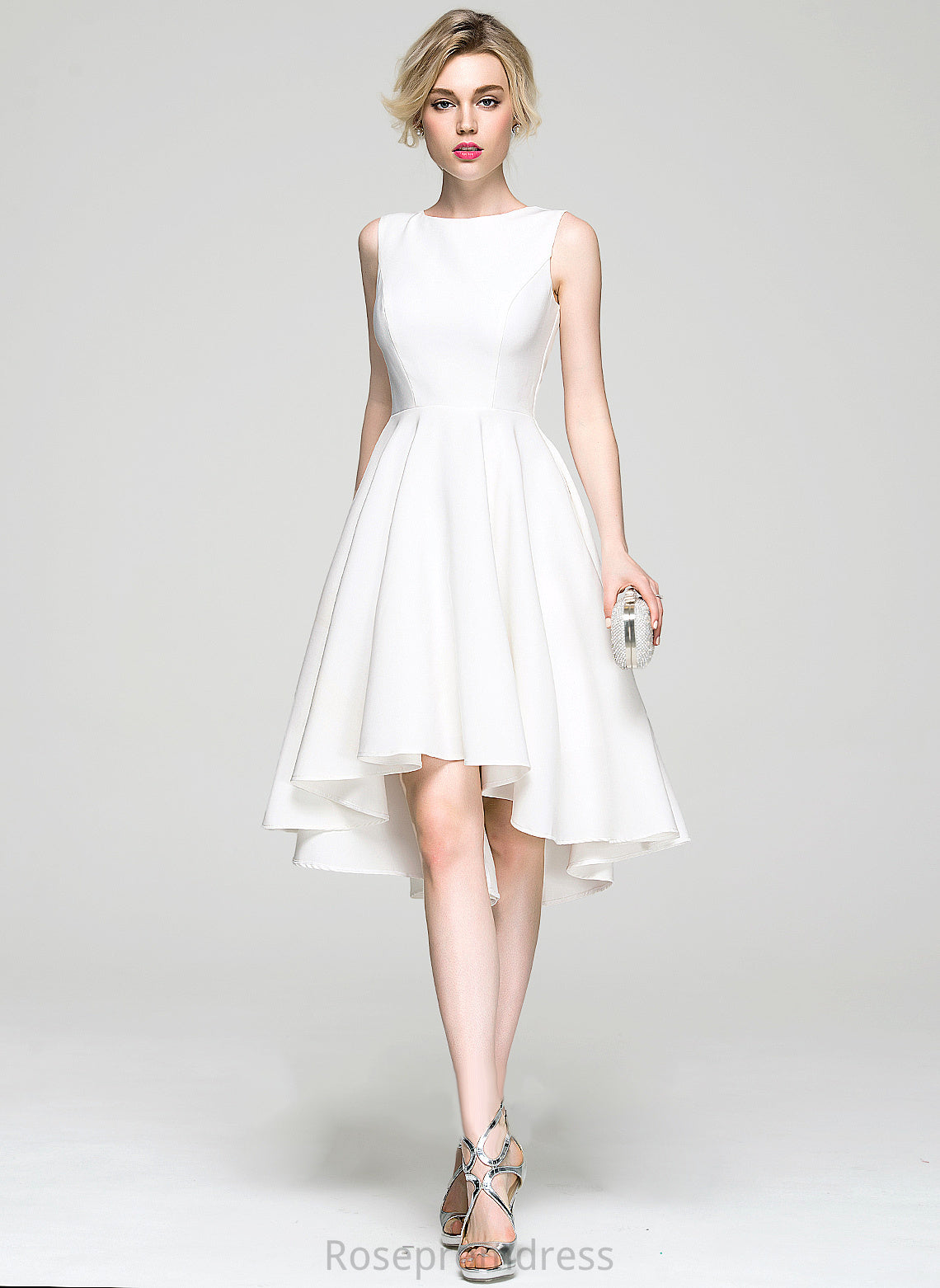 Cocktail Asymmetrical A-Line Crepe Scoop Neck Bailey Stretch Cocktail Dresses Dress
